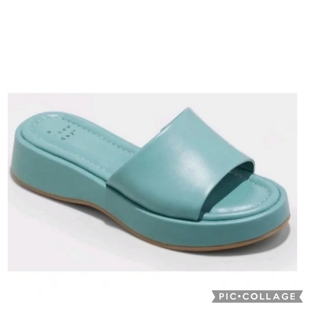 a new day Teal Slide Sandals with Platform Sole - Picture 2 of 6